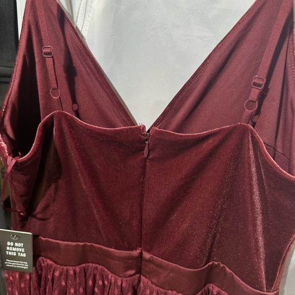 Express Tulle & Velvet Bodice Dress Merlot/Deep Red  Holiday NEW S - Picture 6 of 7